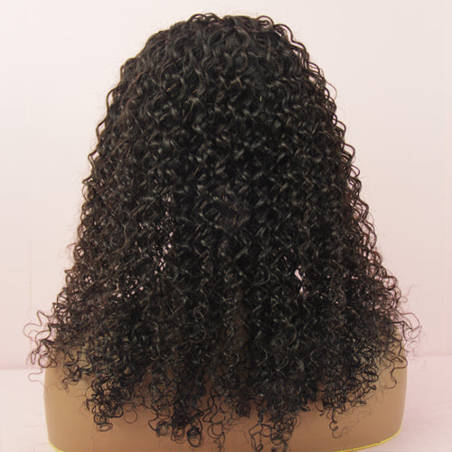 Headband Wig Virgin Human Hair Wig Deep Curly Wave Natural Color 1B || BIB Hair Wigs - bibhair