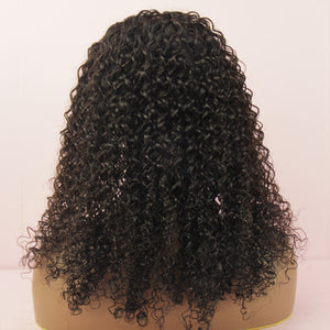 BIB Hair || Headband Wig Virgin Human Hair Wig Deep Curly Wave Natural Color 1B - bibhair