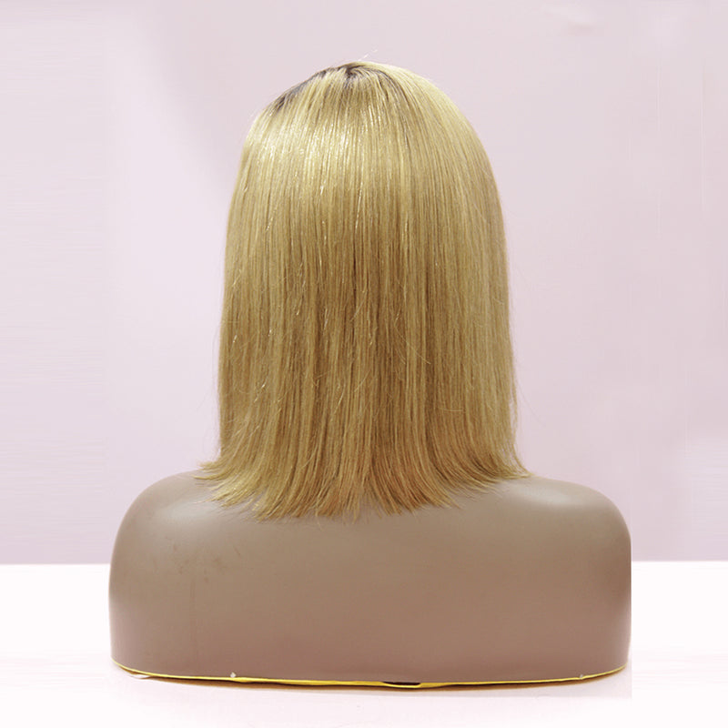 T1b/27 Human Hair Bob Wigs 13x4 Lace Front Wig Ombre Blonde Wig With Baby Hair 180% Density BIB HAIR - bibhair