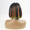 Colorful Rainbow Straight Bob Lace Closure Wig Highlight Cosplay Wig 100% Virgin Human Hair Wigs - bibhair
