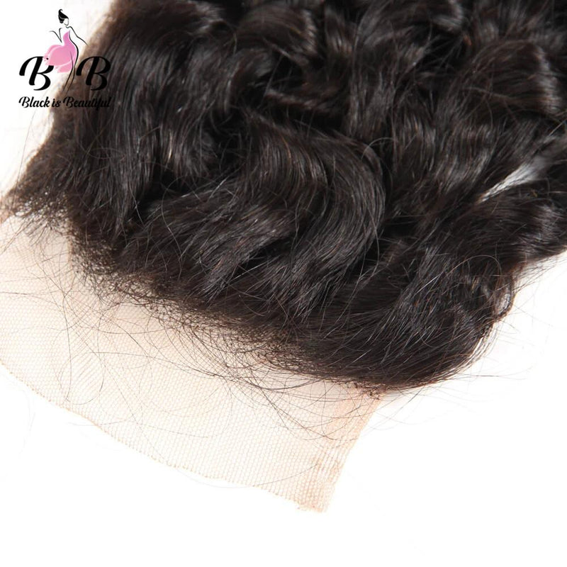 BIB HAIR 1 PC Curly Wave 4x4 Lace Closure 100% Human Hair Middle/Free/Three Part - bibhair