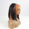 Bob Lace Closure Wigs Ombre Orange Natural Straight Human Hair Wigs 180% Density Glueless Cosplay Wig BIBHAIR - bibhair