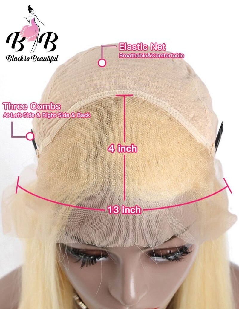 BIB HAIR 613 Blonde Wig Straight Human Hair Lace Front/Full Lace Wig 150% Density - bibhair