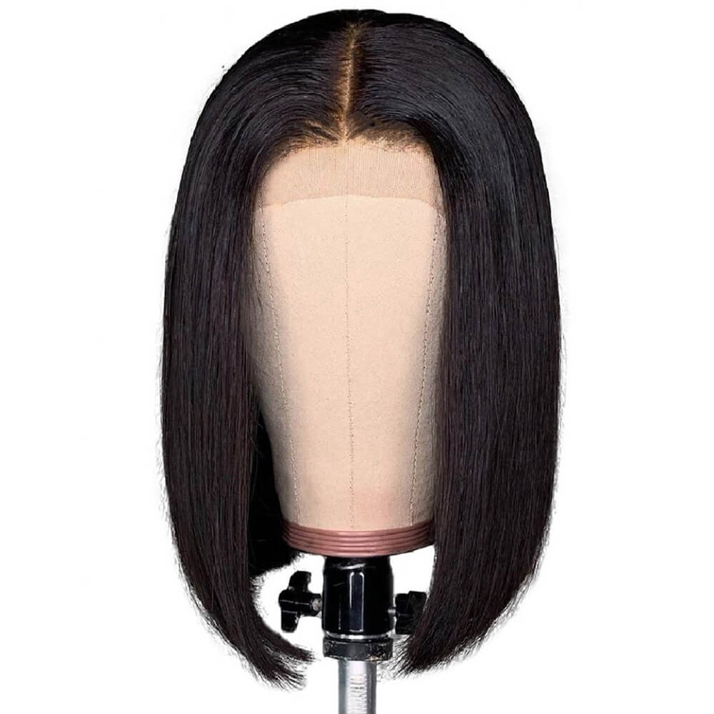 Straight Short Bob Wig Lace Frontal Human Hair Wigs T Part Pre Plucked 100% Human Virgin Hair Super Soft BIB HAIR - bibhair