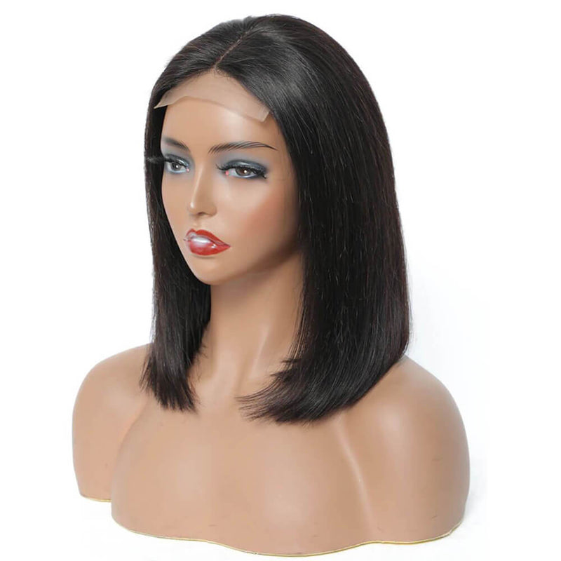 Straight Bob Lace Front Human Hair Wigs Raw Virgin Hair 4x4 Black Wig BIBHAIR - bibhair