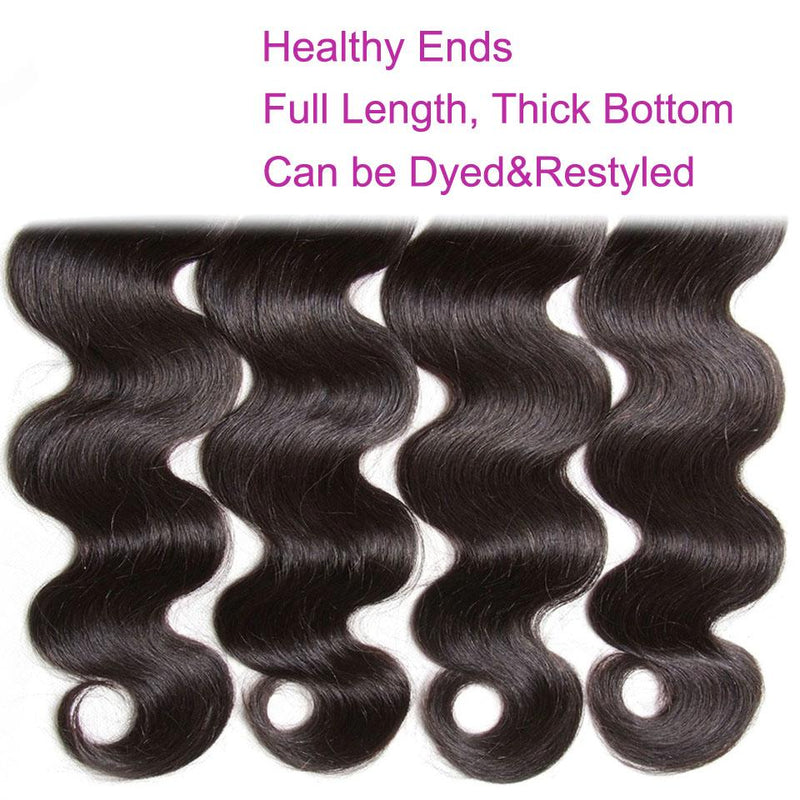 Body Wave Hair 4 Bundles With 4*4 Lace Closure Human Virgin Hair Extension - bibhair