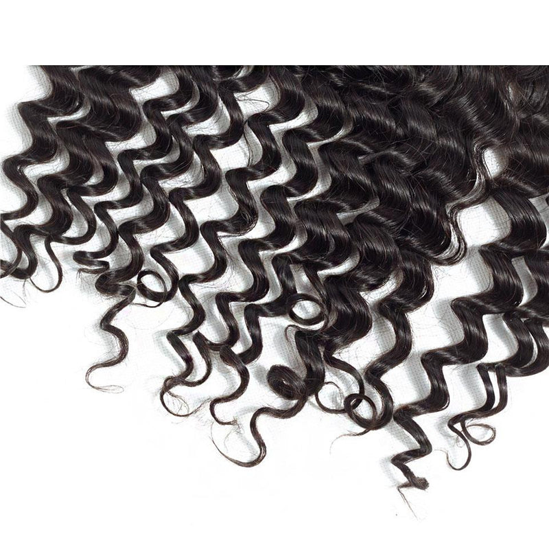 BIB HAIR Deep Wave 13x4 Lace Closure 100% Human Hair Middle Part 1 Piece - bibhair
