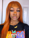 BIB HAIR Trendy Wigs 100% Human Hair Wigs Orange Color 150% Density - bibhair
