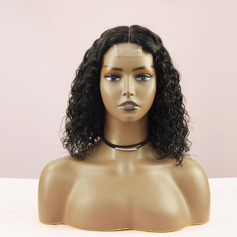 Bob Water Wave Human Hair Lace Closure Wigs Raw Virgin Hair Black Wig 180% Density BIBHAIR - bibhair